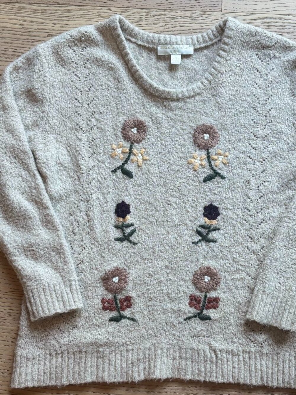 Chelsea & Violet Girls Tan Embroidered Sweater